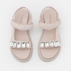Nude Embellished Platform Sandals